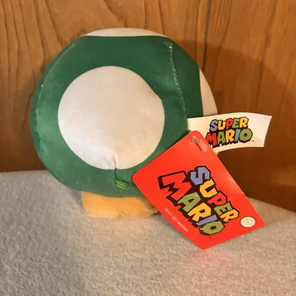 NEW Nintendo Super Mario Bros 1-Up Green Mushroom Power Up 6” Plush Stuffed Toy